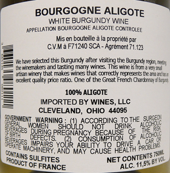 Aligote Bourgogne, 2022 by Domaine Dupre, Burgundy, France label