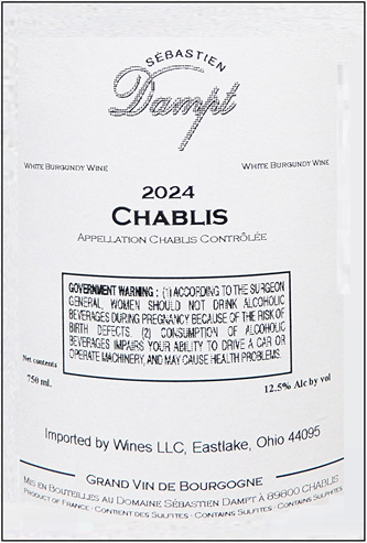 Chablis, 2024 Sebastien Dampt label