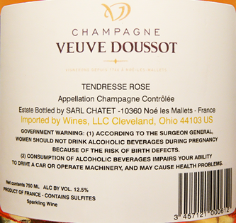 Champagne Rosé Brut Tendresse by Veuve Doussot label