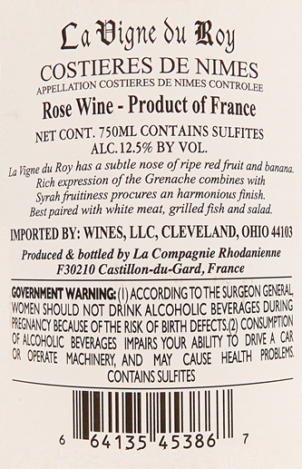 Costieres Nimes Rose’ 2024 By La Vigne du Roy label