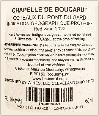 Coteaux du Pont du Gard Empusa, 2022, by Chateau de Boucarut, Rhone, France