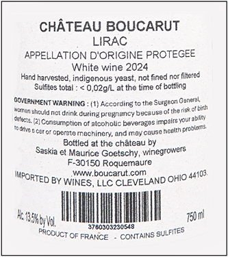 Lirac Blanc, 2024, D' Schland, By Chateau de Boucarut, Rhone, France label