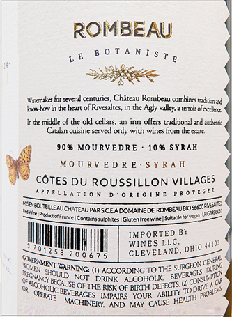 Mourverde Syrah, Le Botaniste 2024, Vignobles de Rombeau label