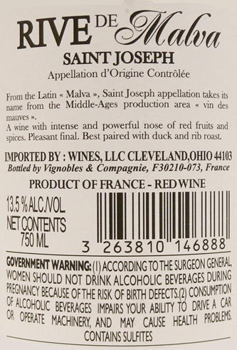 Saint Joseph Rhone, 2020, by Rives Malva France,92 Pts JS label