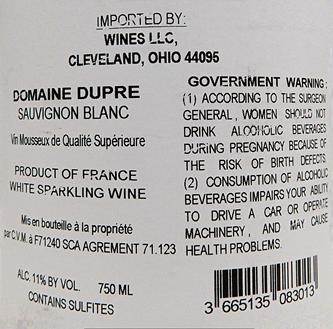 Sauvignon Blanc, RN6, So Different by Domaine Dupre label